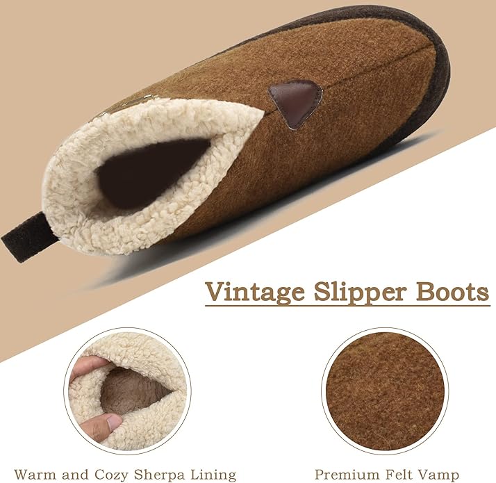 KuaiLu Mens House Slippers Booties Cozy Memory Foam Boots Warm Plush Lining Winter Felt Home Bedroom Slipper Socks Indoor Outdoor Non-Slip Shoes