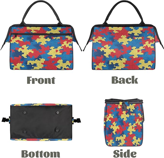 Multipurpose Duffle Bag, Waterproof Carry On Bag with Spacious Design, Puzzle Pattern Gym Bags, 15.2x8.3x11.6in
