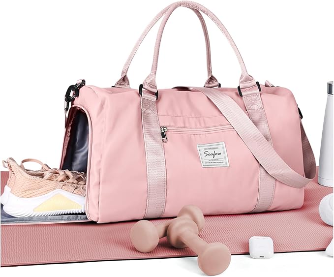 Gym Bag Womens Mens with Shoes Compartment and Wet Pocket Travel Duffel Bags for Women for Plane Sport Gym Tote Bags Swimming Yoga Small Waterproof Weekend Overnight Carry on Bag Hospital Holdalls