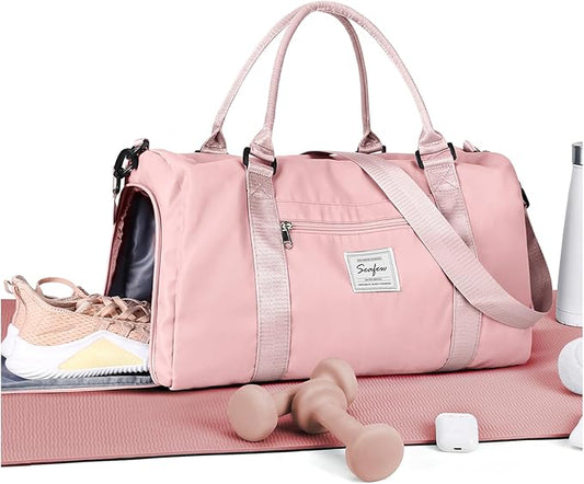 Gym Bag Womens Mens with Shoes Compartment and Wet Pocket Travel Duffel Bags for Women for Plane Sport Gym Tote Bags Swimming Yoga Small Waterproof Weekend Overnight Carry on Bag Hospital Holdalls