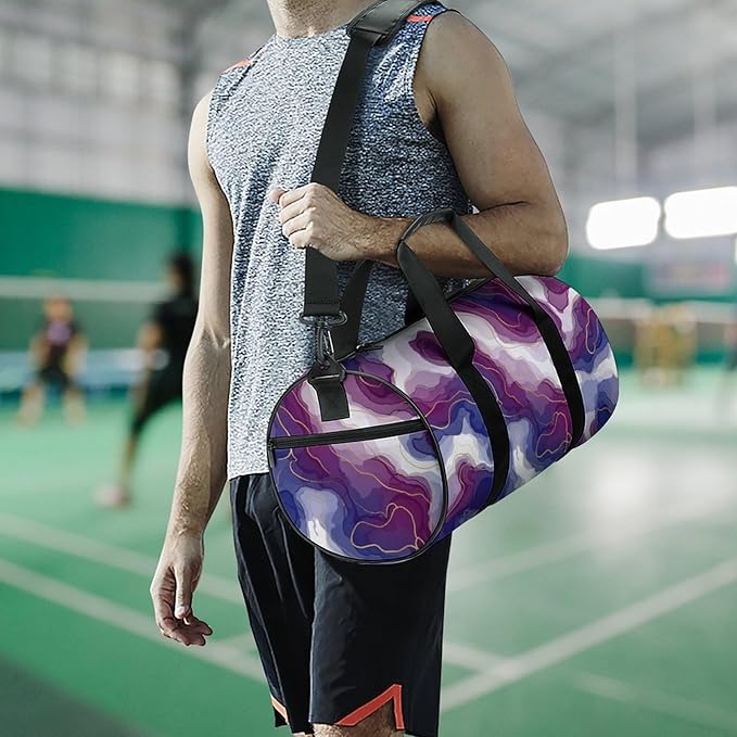 Weekender Carry on Beach Yoga Overnight Luggage Bag Purple Marble Gym Sports Duffle Bag Dance Gymnastics Bags