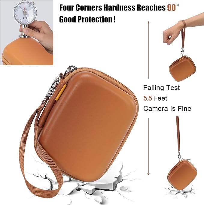Cwatcun Carrying & Protective Case for Digital Camera, Small Camera Pouch for AbergBest 2.7" LCD Kodak Pixpro/Canon PowerShot ELPH 180/190 / DSCW830 Travel Cameras, Water-resistant Case -BROWN