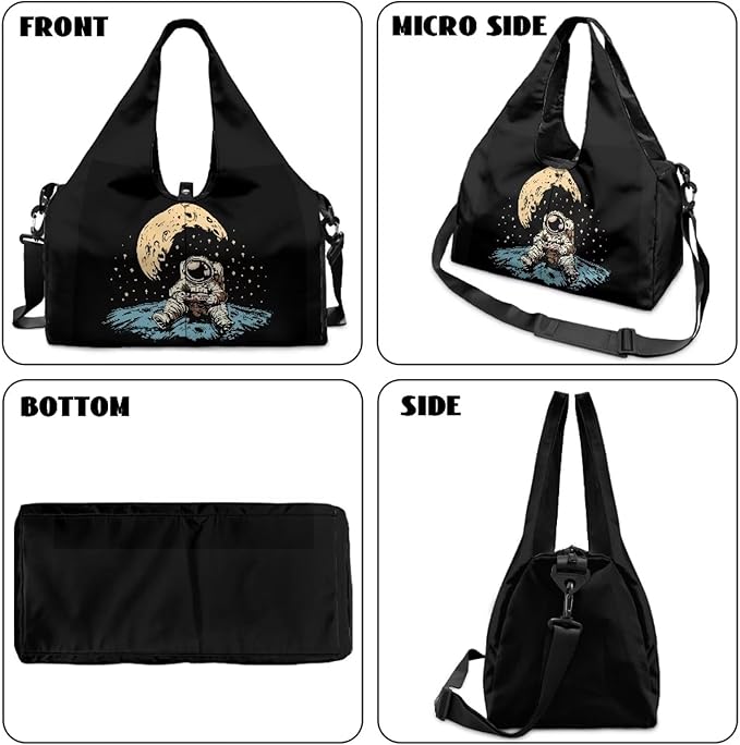 Gym Bag Men with Yoga Mat Holder Shoe Compartments, Mens Duffle Bag Double Zipper Lightweight Breathable Carry On Duffel Bag for Travel Work Gym
