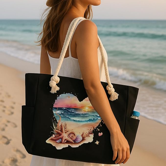 Beach Bags for Women Large Waterproof Beach Travel Tote Bags Sandproof Swim Pool Bag Canvas Zipper Big Tote