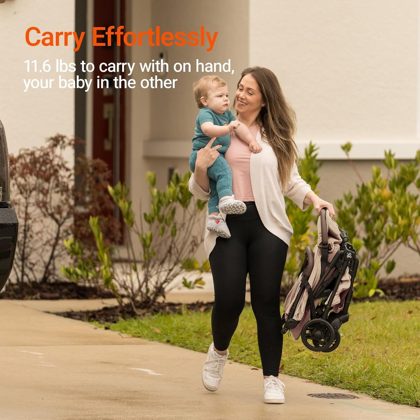 Lightweight Baby Travel Stroller with Carbon Fiber Frame, Compact & Airplane-Friendly, One-Handed Folding Design, 11.6 lbs, Perfect for Toddlers, Simply Taupe