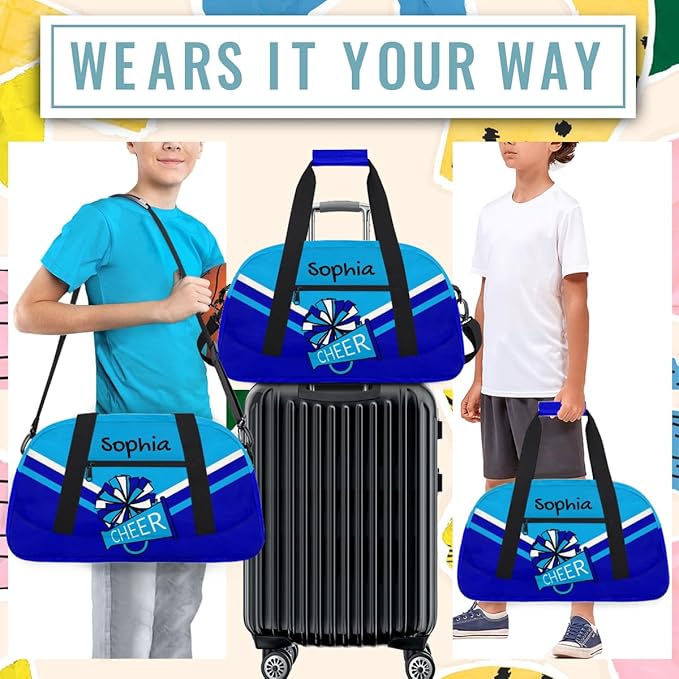 Personalized Blue Cheer Bag for Cheerleaders, Custom Sport Gym Bag Dance Bag Travel Duffle Bag Cheerleading Gifts for Women