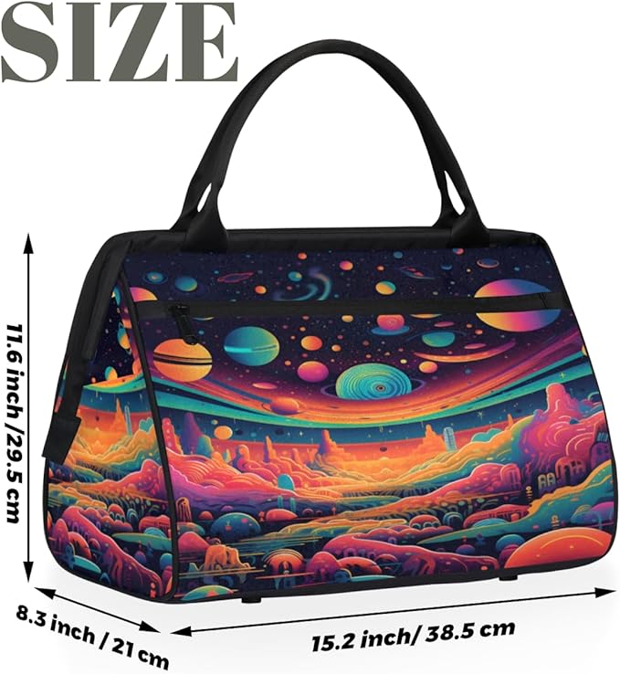 Colorful Planet Overnight Weekender Bag for Women Men Travel Duffel Bags Waterproof Luggage Carry on Sports Yoga Gym Bag