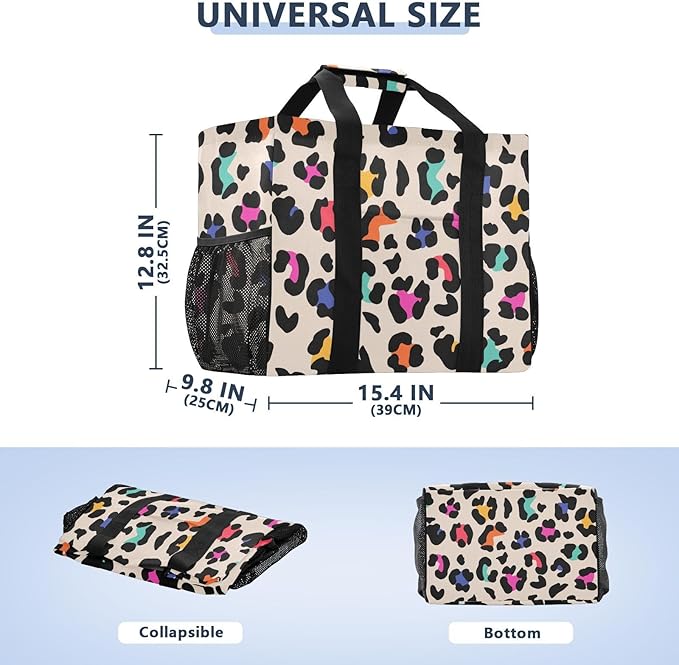 Bolaz Travel Tote Bag，Gym Bag for Men,Waterproof Beach Bag for Women Foldable Reusable-Brown Leopard Print