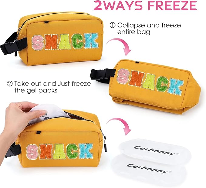 Freezable Lunch Bag,Freezable Snack Bag,Mini Cooler Bag for Travel/Work/School,Small Insulated Bag,Small Cooler Lunch Box with Ice Packs,Insulated Snack Bag,Freezable Snack Box with Handle Buckle