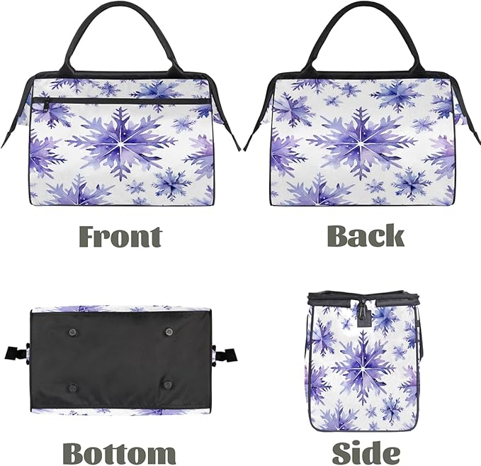 Snowflake Overnight Weekender Bags for Women Men, Waterproof Travel Carry On Duffel Bag, Lightweight Sports Gym Bag for Fitness, Workout, Travel