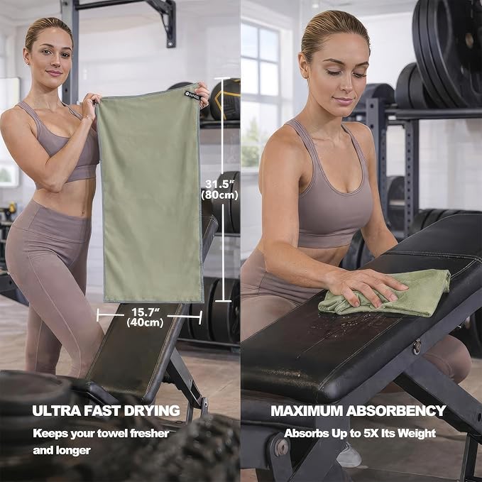 Eunzel Microfiber Workout Towel,Quick Dry Silver Ion Absorbent Sweat Gym Towel for Workout, Camping, Travel, Exercise& Fitness 31.5"x15.7", Set of 5 Colorful