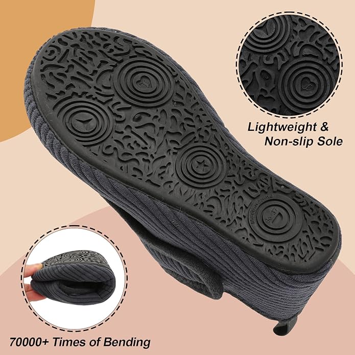 BARERUN Slippers for Women Men Wide House Diabetic Shoes for Women Men Warm Arthritis Edema Swollen Neuropathy Socks Slip on Adjustable Fuzzy Comfy Soft Womens Mens Bedroom Sliipers