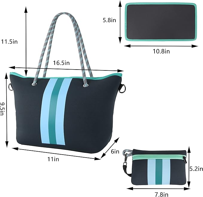 QOGiR Neoprene Multipurpose Beach Bag Tote with Inner Zipper Pocket … … … …