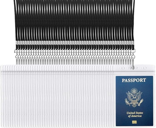 50PACK 4x6Inch Extra Large Passport Holders with Lanyards Fill for Passports,Cash, Credit Card, Plane Ticket, Receipts.by CypesCrafts