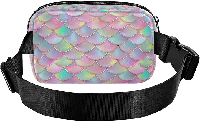 Pink Mermaid Scales Fanny Pack for Women Men Water Resistant Fashion Waist Packs with Adjustable Strap Belt Bag for Travel Workout Jogging Hiking 21219432