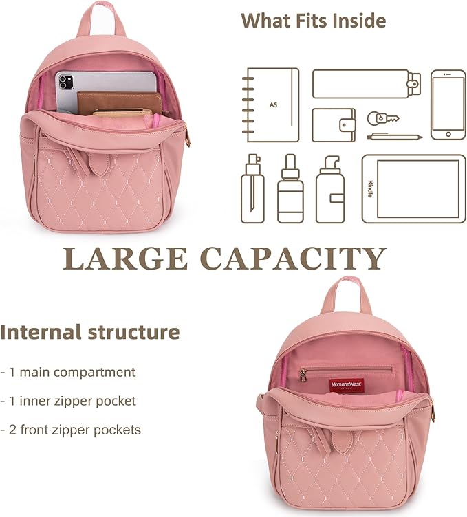 Montana West 3Pcs Anti Theft Backpack Purse for Women Small Quilted Backpack Set
