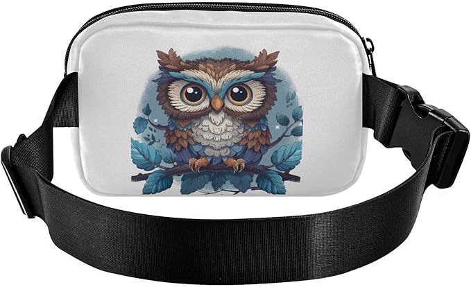 Cute Owl Leafs Branch Fanny Pack for Women Men Water Resistant Fashion Waist Packs with Adjustable Strap Belt Bag for Travel Workout Jogging Hiking 21218843