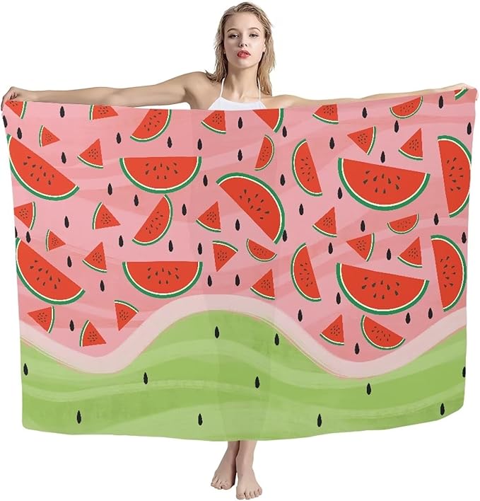 Lightweight Beach Towel Quick Drying, Absorbent Travel Towel for Swimmers, Sand Free Camping Towel, Soft Comfortable Beach Towels for Vacation, Pool, Swim L, Watermelon Patchwork Print