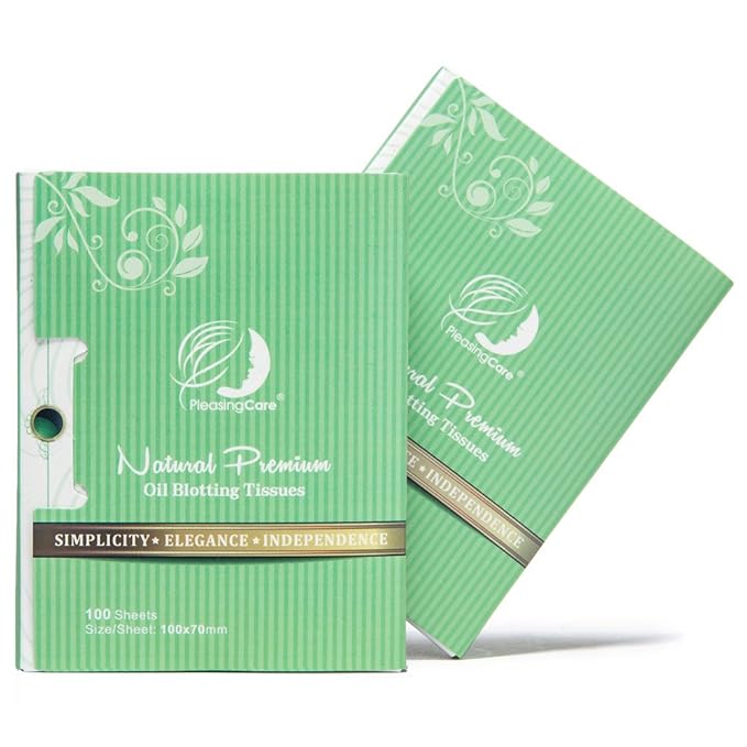 Facial Oil Blotting Paper For Oily Skin, 100 Count, pack of 6 - Natural Green Tea Face Absorbing Sheets, Skin Care and Oil Control Must Have For Both Female and Male