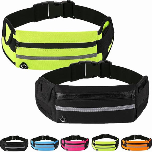 Anti-Theft Invisible Waist Bag, Multifunctional Outdoor Sports Waist Bag with Water Bottle Strap, Lightweight and Waterproof Money Belt (Black+Green)