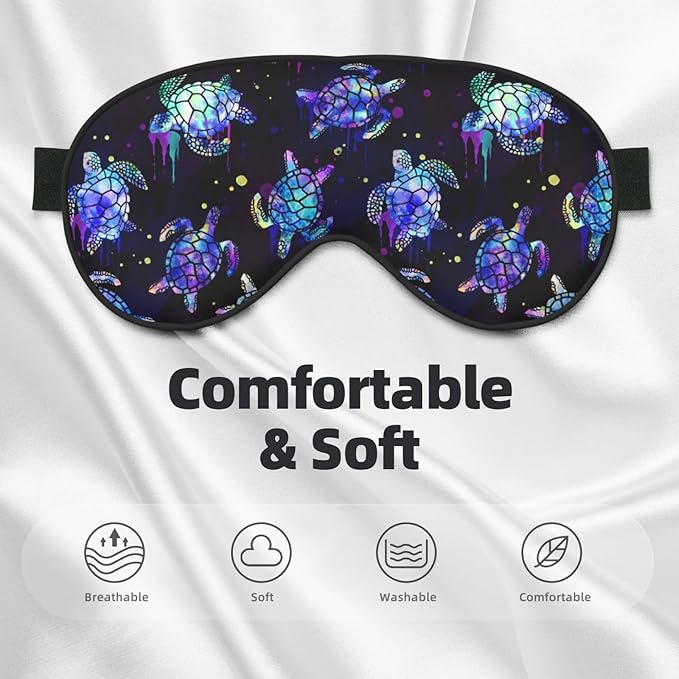 Sea Turtle Sleep Mask Breathable Soft Eye Mask for Sleep for Women Men Lightweight Eye Cover for Travel, Night Work, Nap, Office