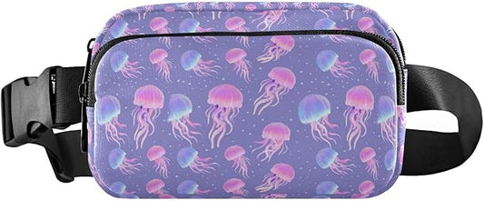 Jellyfish Fanny Pack for Women Men Water Resistant Fashion Waist Packs with Adjustable Strap Belt Bag for Travel Workout Jogging Hiking 21219239