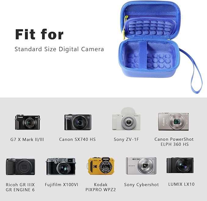 ProCase Hard Shell Digital Camera Case for Canon G7X Mark III Mark II, Sony Cybershot, PowerShot SX740, Ricoh GR III, Kodak Pixpro, Compact 4K Vlogging Small Cameras Travel Carrying Storage Bag -Blue