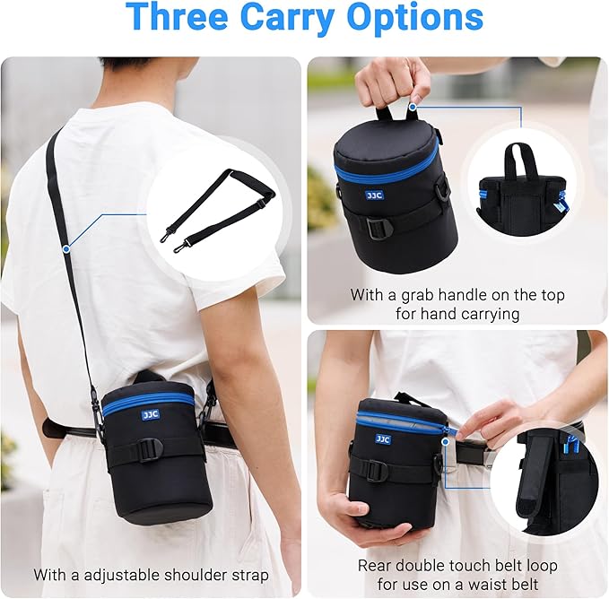 Medium Camera Lens Carrying Case Bag for Canon EF 24-70mm F/2.8L II, EF 85mm F/1.2L II, EF 50mm F/1.2L USM, Tamron SP 70-300mm F/4-5.6 A005 & Di VC USD,FE 90mm F/2.8 macro & Lens below 3.9 x 6.5''