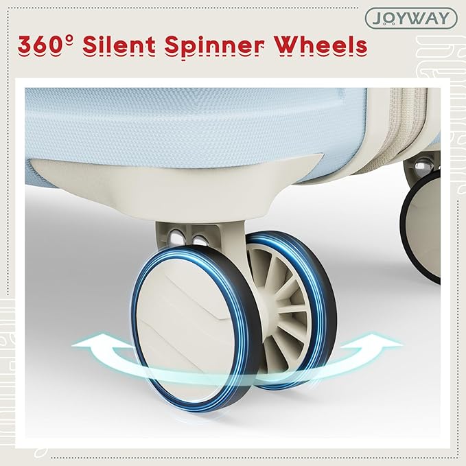 Joyway Expandable Carry on Luggage Sets Airline Approved, Lightweight Hard Shell 20 Inch Carry-on Suitcase with Spinner Wheels (Carry on luggage，LightBlue)