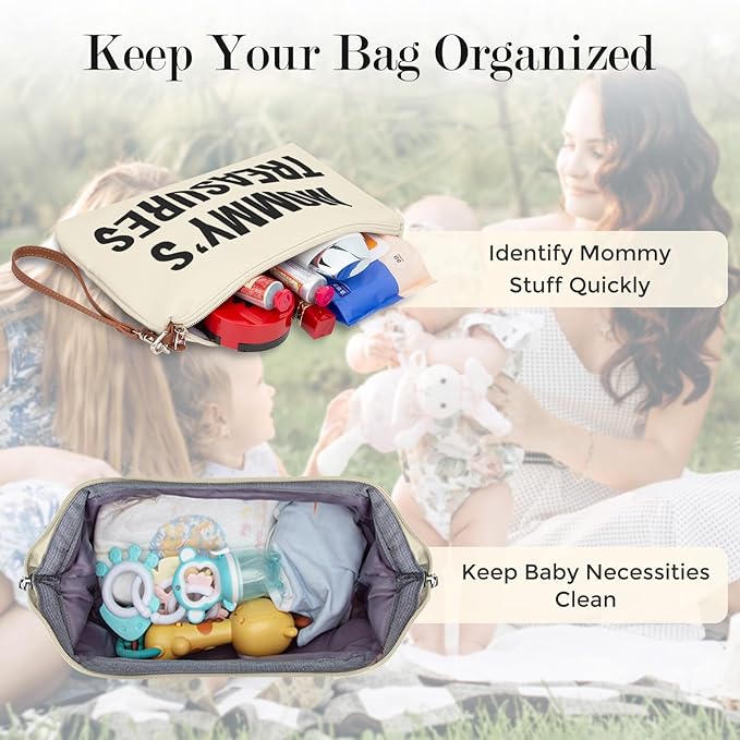 printe Diaper Bag Tote, Mom's Bag for Hospital, Large Capacity Waterproof Baby Mom Travel, Hospital Tote for Labor and Delivery with Baby Necessities, Creamy White