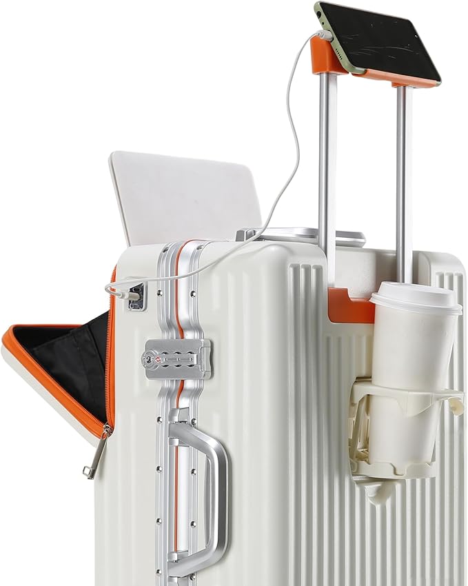 Hard Shell Luggage 24 Inch Travel Luggage, Carry-On Luggage Spinner TSA with Lid, PC+ABS Aluminum Frame，Lightweight Travel Luggage 20'' 24'' 26'' Carry-On (orange, 24 inch)