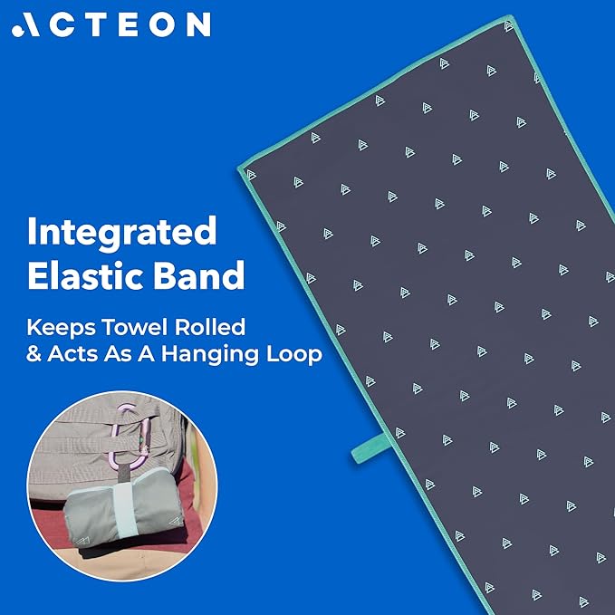 Acteon Large Microfiber Beach Towel, 64" x 30" Quick Dry Odor-Free Technology, Men & Women Fast Drying Absorbent Swim Towels for Swimmers, Sand, Pool, Travel, Hiking, Gym, Camping, Bath