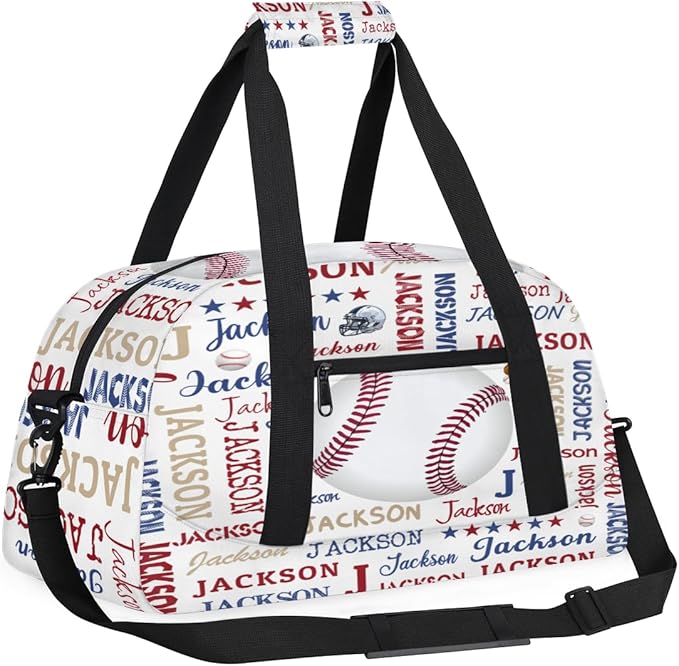 Custom Name Sports Bag for Kids Boys, Personalized Gym Duffel Fitness Travel Weekender Tote Carry-On Training Perform Bag,Sports Theme
