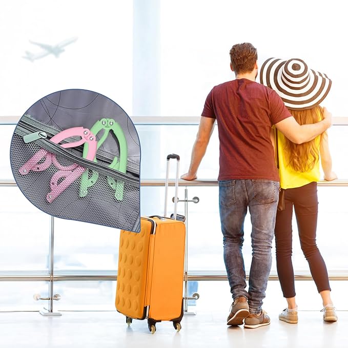 Travel Hangers Portable Foldable Travel Hanger Organizer, Plastic Cruise Ship Accessories Essentials Clothes Hanging Rack Folding Hangers for Traveling Camping Flying RV Suitcase (36, Pastel Black)