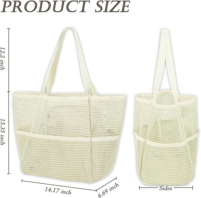 Beach Bag for Women with Outer Pocket, Waterproof Large Tote Bag for Cruise Essentials