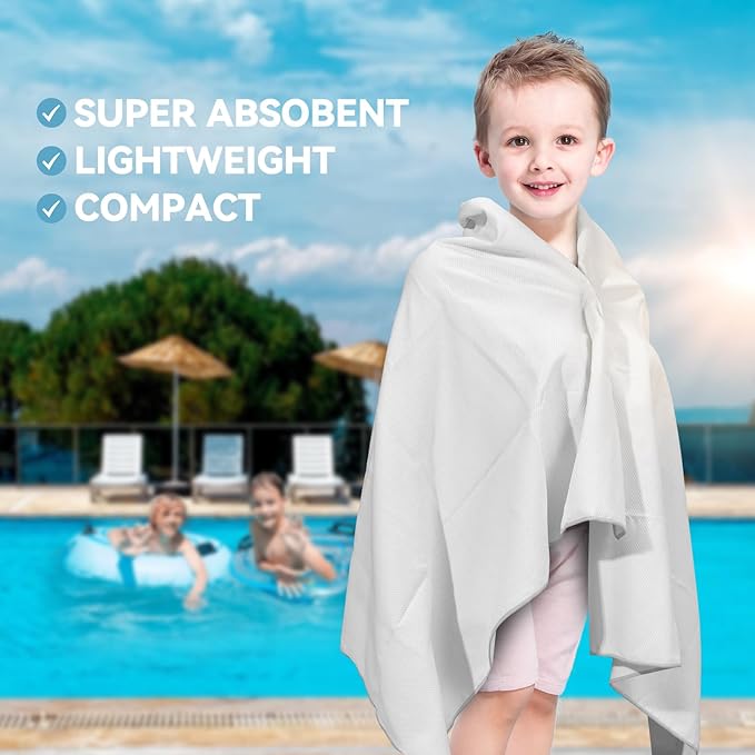Microfiber Towel Large for Beach, Travel, Swimming, Bath, Pool–Quick Dry, Ultra Compact, Sand Free, Lightweight & Super Absorbent(Light Gray,60x30 in)