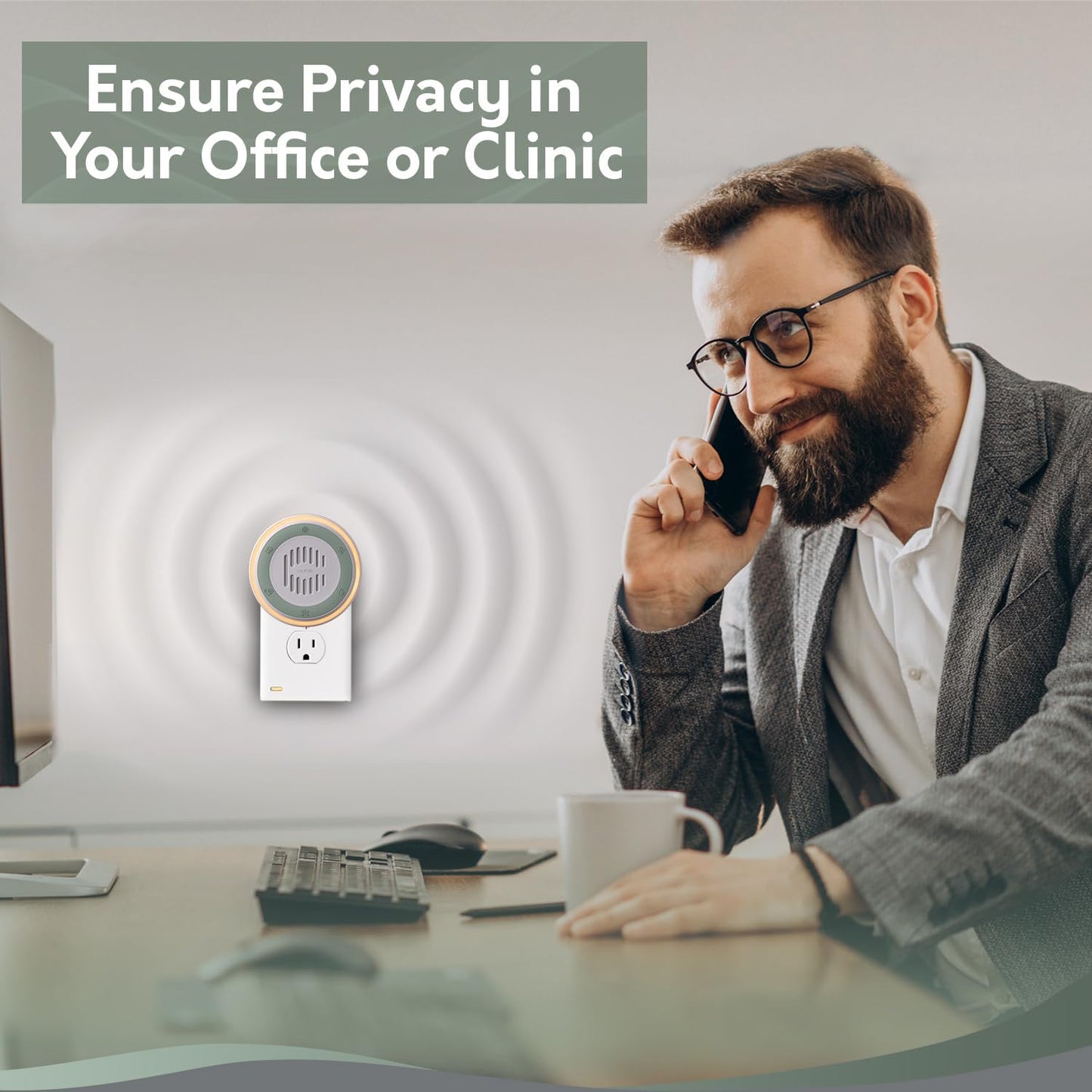 (3 Pack) Calm Me White Noise Machine for Office Privacy & Noise Canceling, Plug in Wall Sound Machine for Therapy Office Used in Hospitals Clinics & Spas, 20 Soothing Natural Sounds, Compact Design.