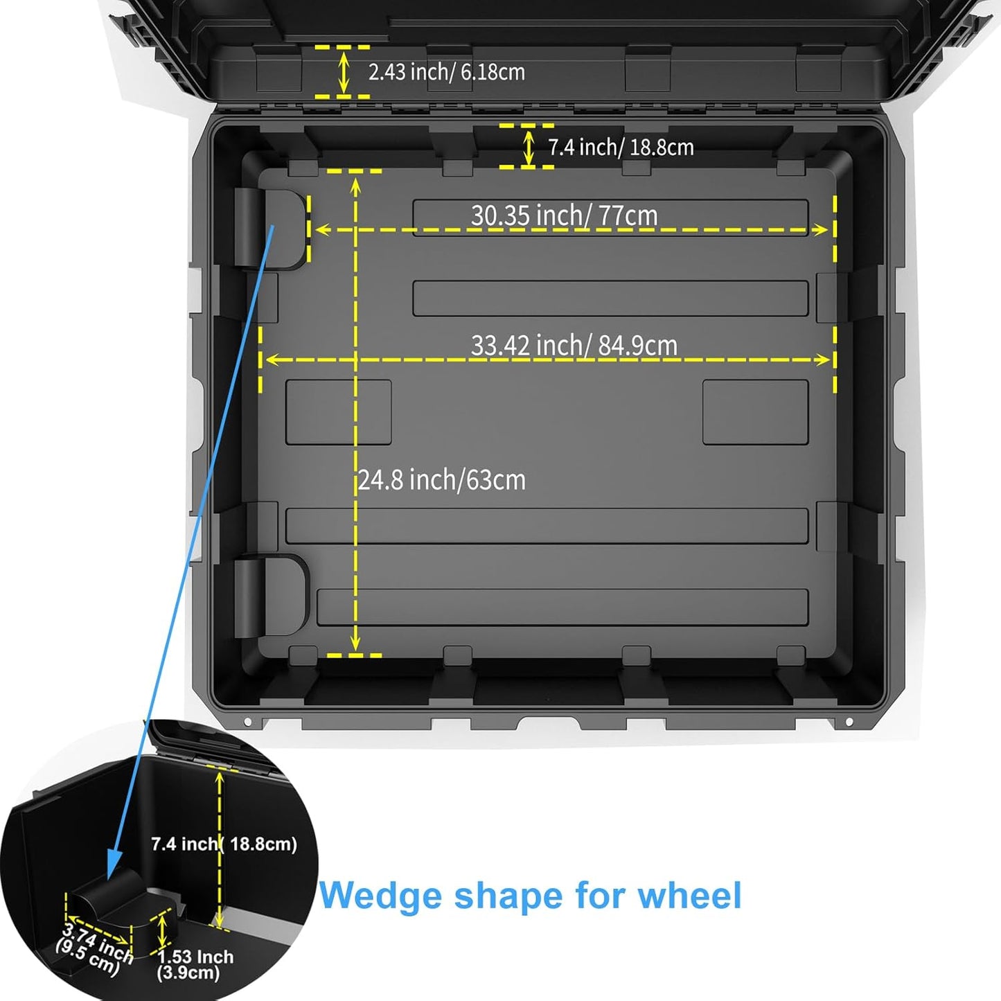 Waterproof Hard Case, 38.5x 29.5 x 11 Inch Rolling Hard Case, Equipment Roller with Wheels,Customizable Foam, for cameras, Camcorder,Drone,Gear, tool,IP67, Inner 32.88" x 23.90" x 8.66"