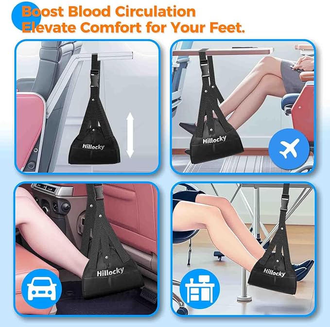 (2 Pack) Foot Hammock for Airplane Travel, Perfect Airplane Travel Essential for Long Trips, Suitable for Adult & Kids