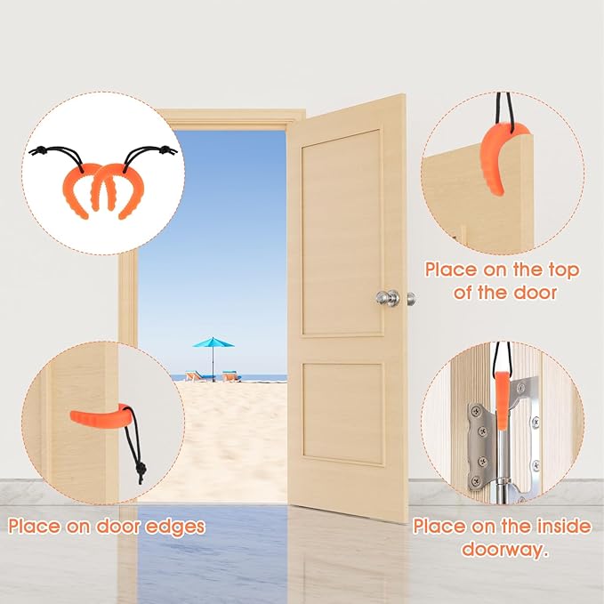 4 PCS First Responder Door Stop, Door Jam for Law Enforcement Door Pinch Guard from Closing Edge Door Finger Guards Security Emergency Police Door Stoppers (Orange, Black)