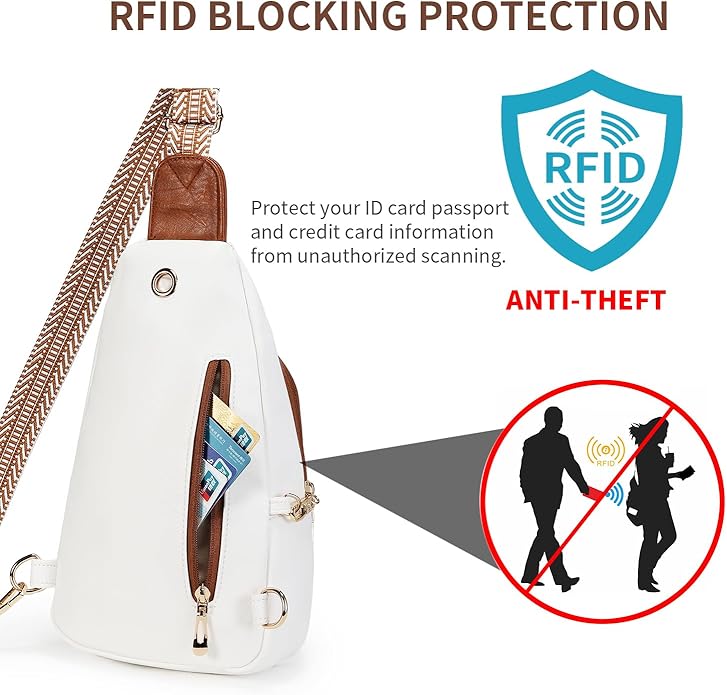 Crossbody Purses Bags for Women Travel, Anti Theft RFID Blocking Sling Chest Bag, Small Vegan Leather Purse for Casual