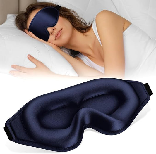 Sleep Mask | 99% Fully Block Out Light Eye Sleep Mask | Long Lash Extension | 3D Deep Contoured Eyes Cover Zero Pressure | Adjustable Straps | Sleep Travel Home Nap Rest Women Men (Dark Blue)