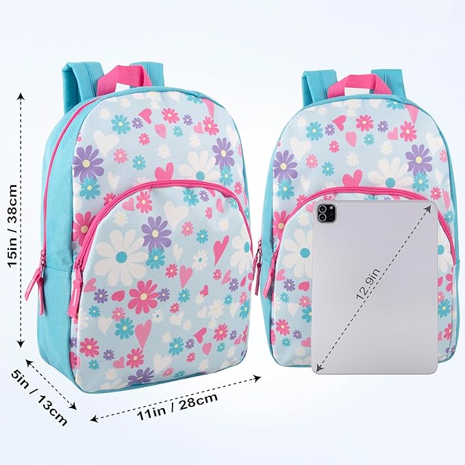 Trail maker 15 Inch Kids Backpacks for Boys & Girls | Preschool, Kindergarten, Elementary School Backpacks with Adjustable, Padded Straps (Dancing Daisies)