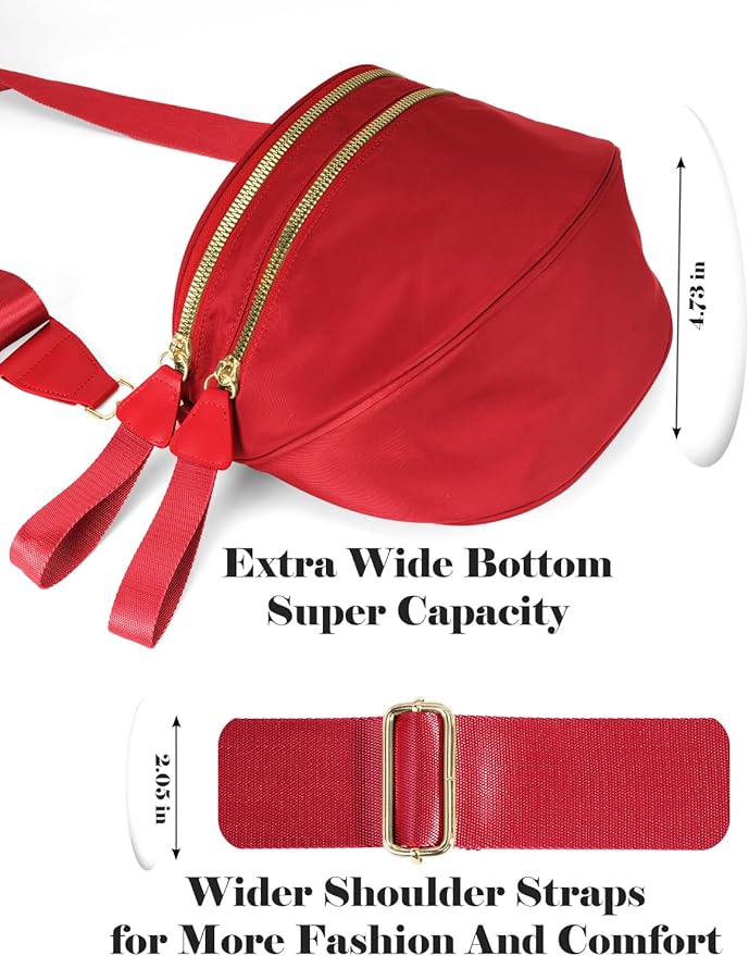 Pure Colour Crossbody Bag Bum Bag for Women,Spacious Purse Fanny Packs Belt Bag,Oversized Bum Bag (Colour Bum Bag-Red)