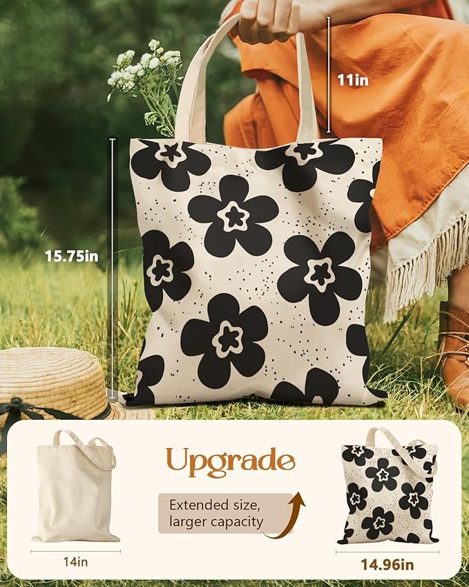 Miss Adola Aesthetic Tote Bag for Girls - with Magnetic Buckle and Zipper Inner Pocket for Women Lady Canvas Cotton Tote Bag