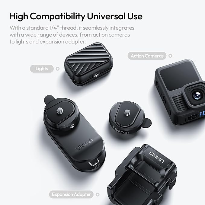 ULANZI CK02 Cka Quick Release Camera Backpack Mount Clip, Magnetic Mount Stand with Standard 1/4" Thread for GoPro Hero, Insta360, DJI Osmo, Action Cameras, Smartphones