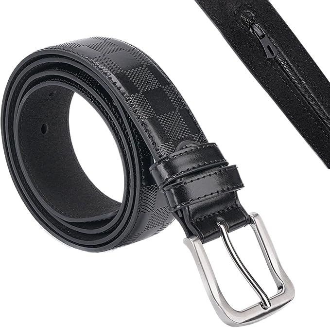 Money Belt - Zipper PU Leather Travel, Secret Compartment Cash Holder, Anti Theft Waist Bag | Valuables Cashs Jewelry Outdoor for Valuables Cash Jewelry Outdoor