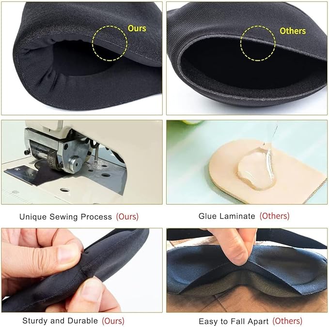 Signature 8 3D Eye Mask Sleep Mask for Men & Women, 100% Pressure-Free & Light Block-Out Eye Mask for Sleep with Easy Adjustable Strap, Night Eye Cover for Travel, Black