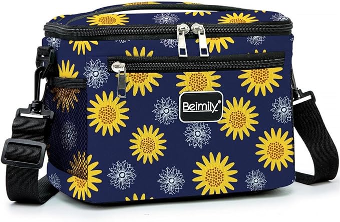 Generic BEIMILY Lunch Bag for Women/Men,Reusable Lunch Box Small Cooler Bag Soft Sided,Leakproof Cooler Bag for Office Work Picnic Beach with Adjustable Shoulder Strap (sunflower), 2311A