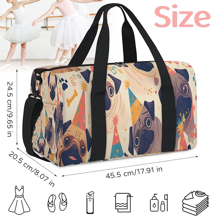 Cartoon Dog Travel Duffle Bag for Men Women, Lightweight Sport Gym Bag Tote Overnight Weekender Carry on Tote